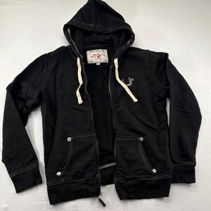 True Religion Black Zip-Up Hoodie
